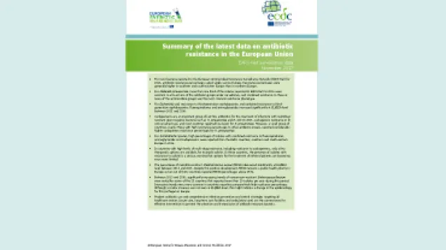 Summary of the latest data on antibiotic resistance in the European Union