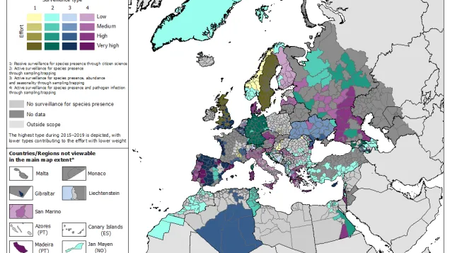 Native mosquito surveillance effort over 2015–2019
