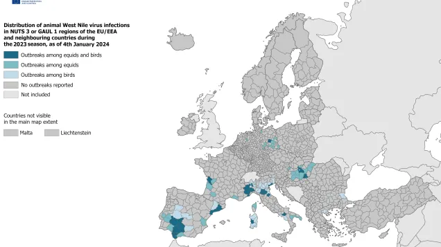 West Nile virus - animal infections, 2023 season