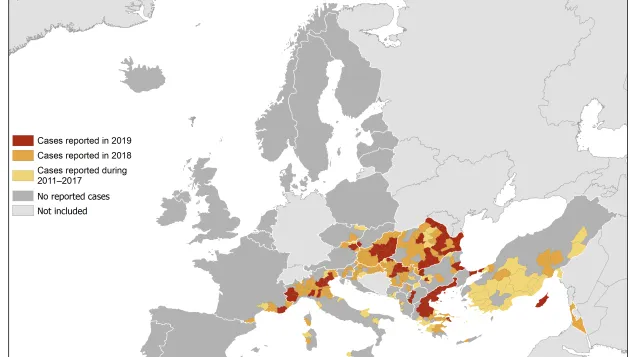 West Nile virus in Europe in 2019 - human cases compared to previous seasons, updated 27 September