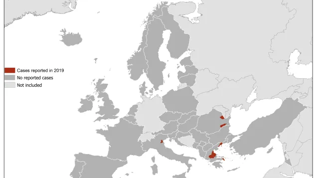 West Nile virus in Europe in 2019 - human cases, updated 25 July
