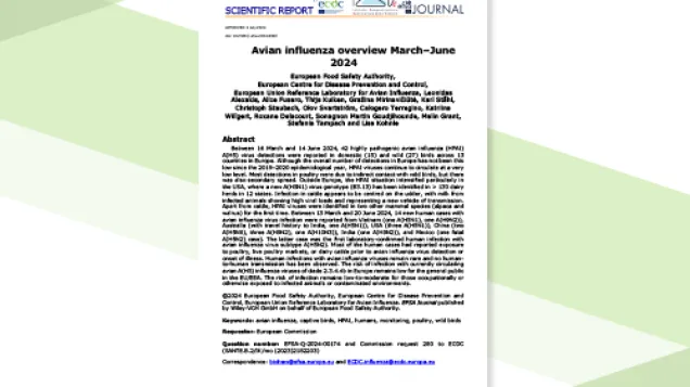 Avian influenza overview March–June 2024