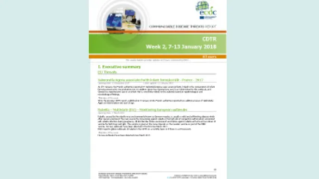 Communicable disease threats report, 7-13 January 2018, week 2