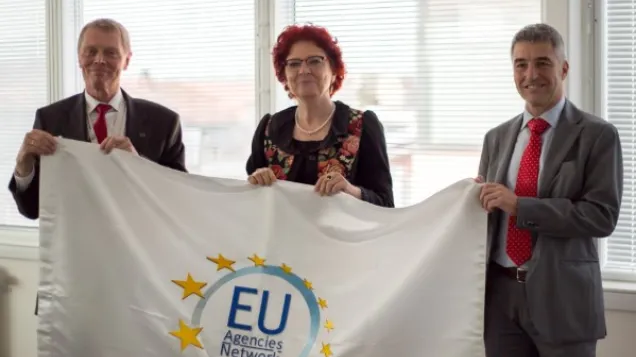 From left to right: Alberto Spagnolli, Senior Policy Adviser, Executive Director Office (EFSA), Dr Andrea Ammon (ECDC), Sakari Vuorensola, Director of Corporate Governance (Frontex)