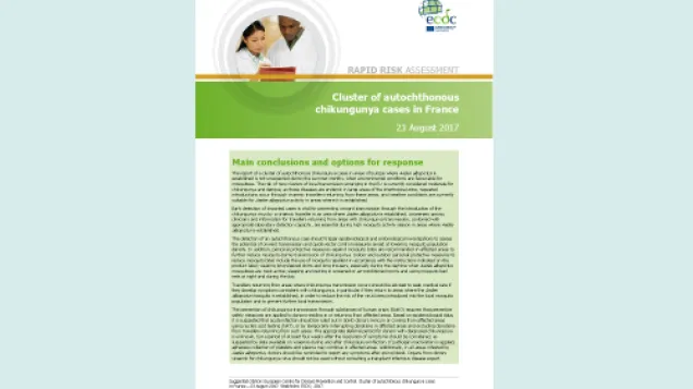 Cover of the RRA on chikungunya in France, 2017