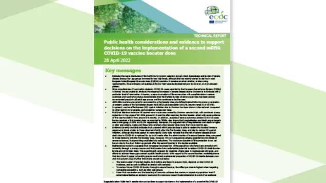 Public health considerations and evidence to support decisions on the implementation of a second mRNA COVID-19 vaccine booster dose cover