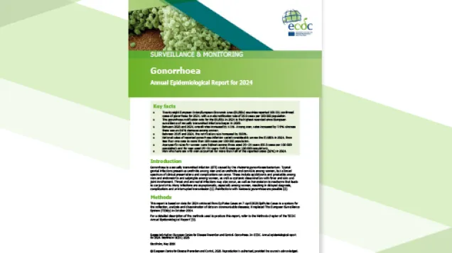 Cover of the report: "Gonorrhoea - Annual Epidemiological Report for 2024"