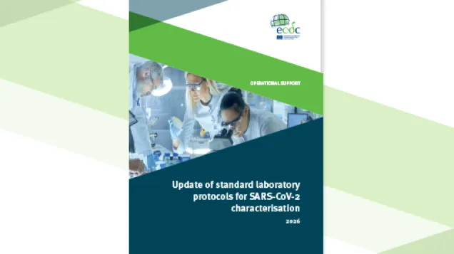 Cover of the report: "Update of standard laboratory protocols for SARS-CoV-2 characterisation"