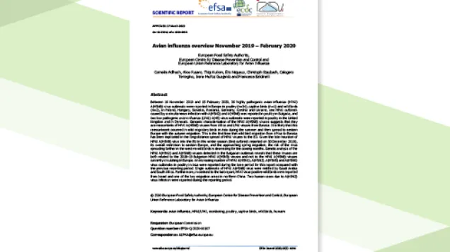 Cover of the report: "Avian influenza overview November 2019 – February 2020"
