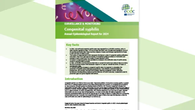 Cover of the report: "Congenital syphilis Annual Epidemiological Report for 2024"