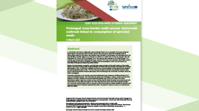 Cover of the report: "Prolonged cross-border multi-serovar Salmonella outbreak linked to consumption of sprouted seeds"