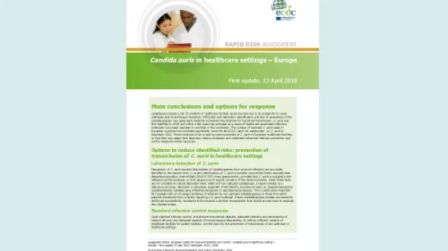 Cover of the RRA on candida auris in healthcare settings