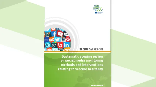 Cover of the report: "Systematic scoping review on social media monitoring methods and interventions relating to vaccine hesitancy"