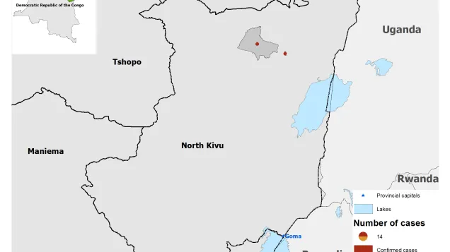 Distribution of Ebola in DRC, 15 February 2021
