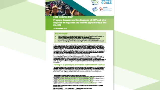 Evidence brief: Progress towards earlier diagnosis of HIV and viral hepatitis - cover