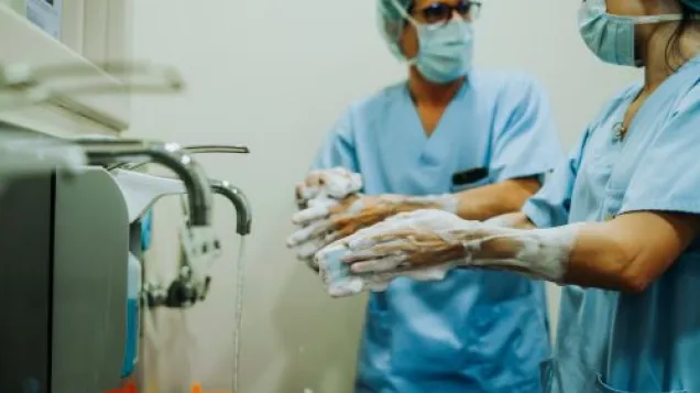 Doctors washing hands