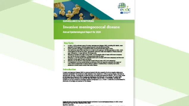 Cover of the report: "Invasive meningococcal disease - Annual Epidemiological Report for 2024"