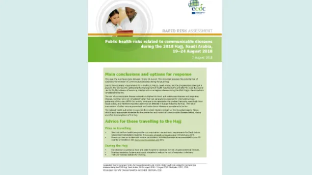 Cover of Public health risks during 2018 Hajj
