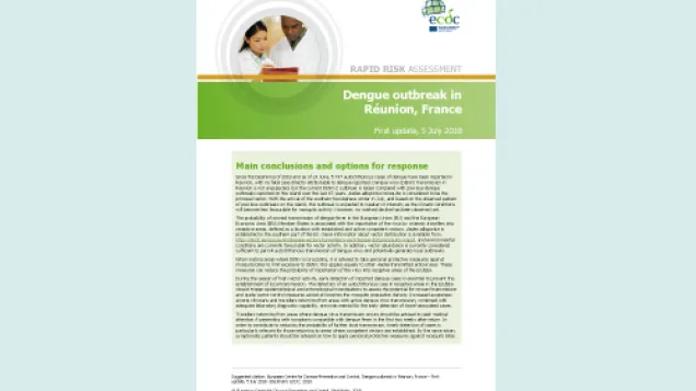 Cover of the RRA on dengue, July 2018