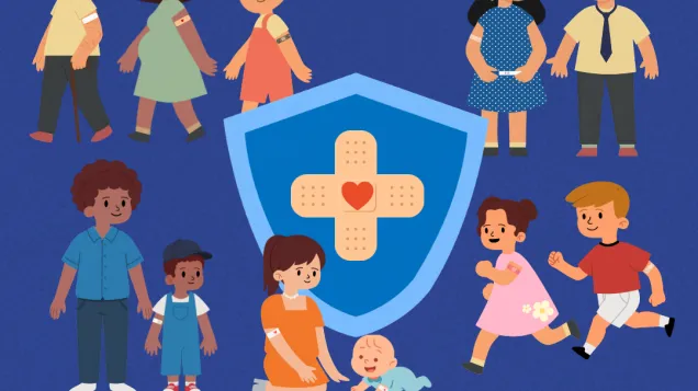 Social media card: For every generation, vaccines work - immunisation protects families and strengthens communities