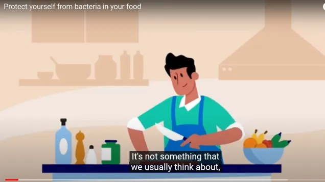 Image from video on how to protect yourself from bacteria in food