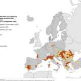 West Nile virus - human cases compared to previous seasons, 13 September 2023