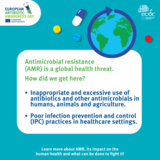 Social media card on the reasons for antimicrobial resistance