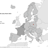 Number of rubella cases by country, March 2023