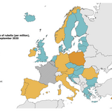 Rubella notification rate per million population by country, EU/EEA and the UK, October 2019 - September 2020