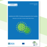 Cover of the report: Guidelines for COVID-19 testing and quarantine of air travellers - Addendum to the Aviation Health Safety Protocol