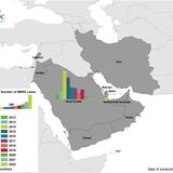 Geographical distribution of confirmed cases of MERS-CoV, by country of infection and year, from April 2012 to April 2023