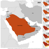 Distribution of confirmed cases of MERS by place of infection and year of onset, January 2013 to April 2025