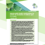 Cover of the report: "Interim public health considerations for COVID-19 vaccination of children aged 5-11 years"