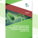 Cover of the report: "Fourteenth external quality assessment for Salmonella typing in EU/EEA and EU enlargement countries, 2024"