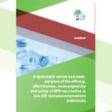 Cover of the report "A systematic review and meta-analyses of the efficacy, effectiveness, immunogenicity and safety of HPV vaccination in non-HIV immunocompromised individuals"