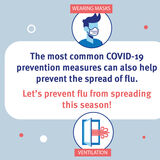Social media card: Let's prevent flu from spreading this season! Measures