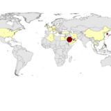 Geographical distribution of confirmed cases of MERS-CoV by reporting country, April 2012 – 9 January 2023