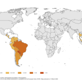 Three-month chikungunya virus disease case notification rate per 100 000 population, January-March 2023