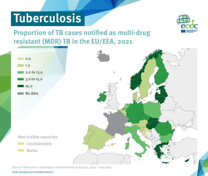 Infographic Multidrugresistant (MDR) tuberculosis in the EU/EEA, 2021