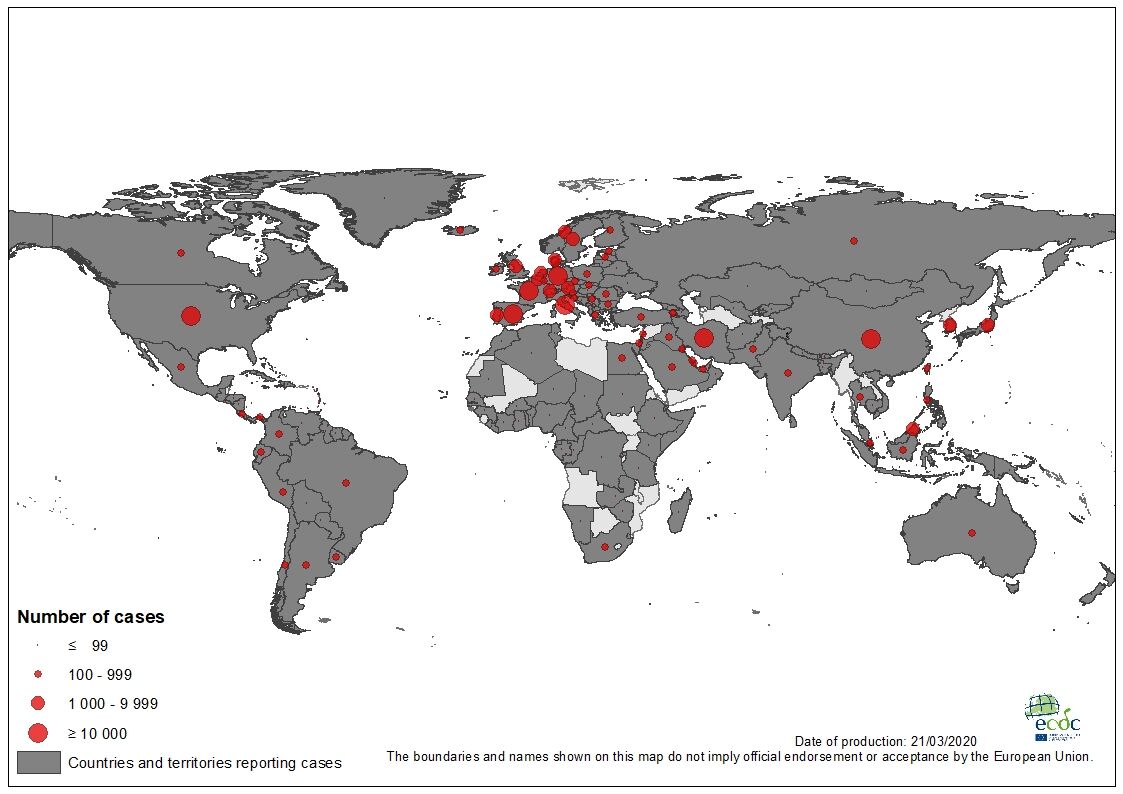 Situation update worldwide, as of 21 March 2020