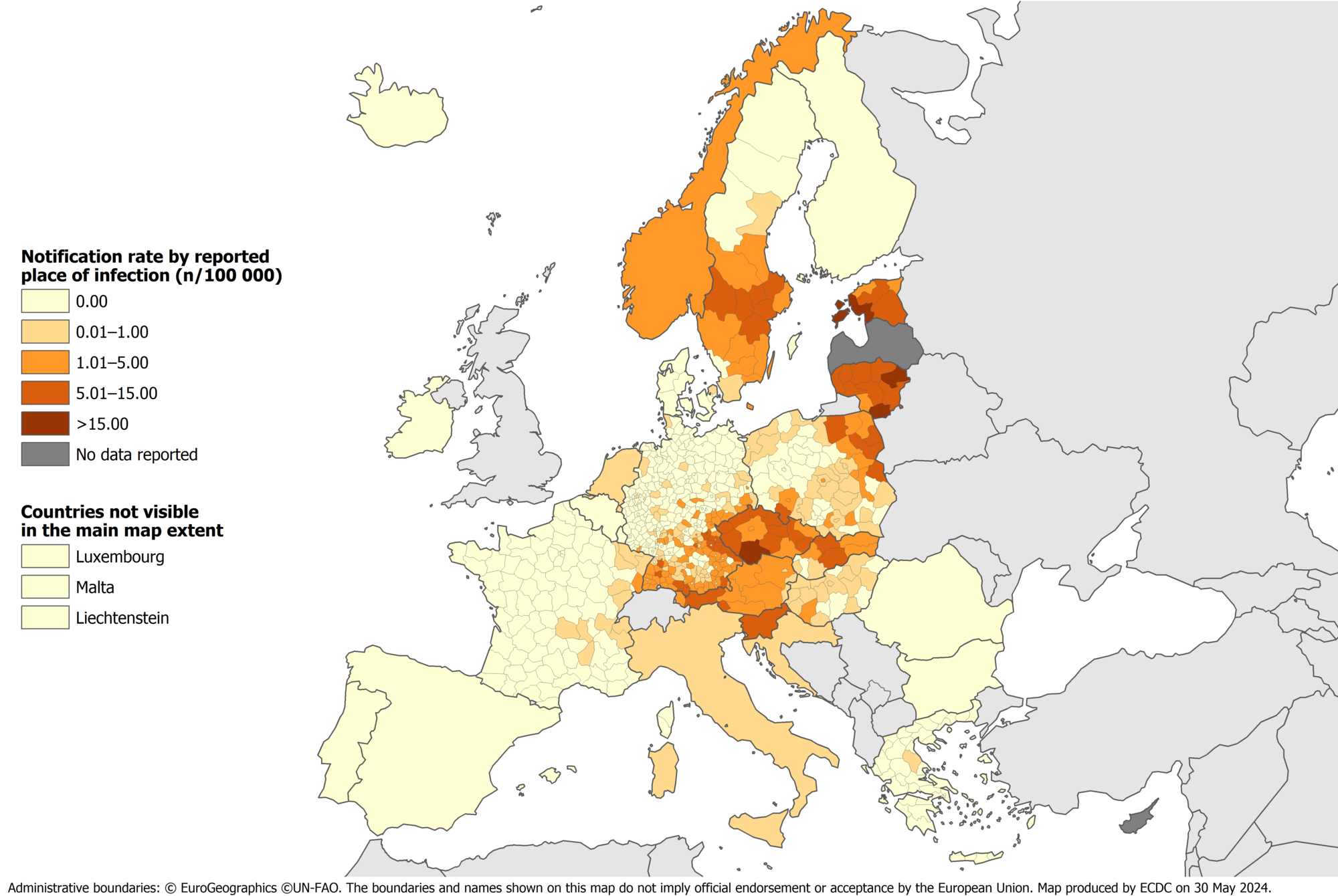 Notification rates of confirmed locallyacquired tickborne