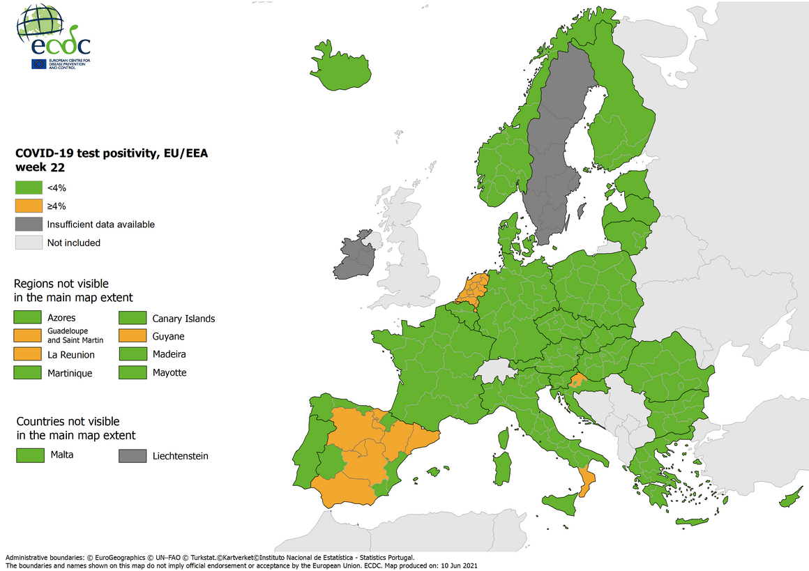 Positivity rates, updated 10 June 2021