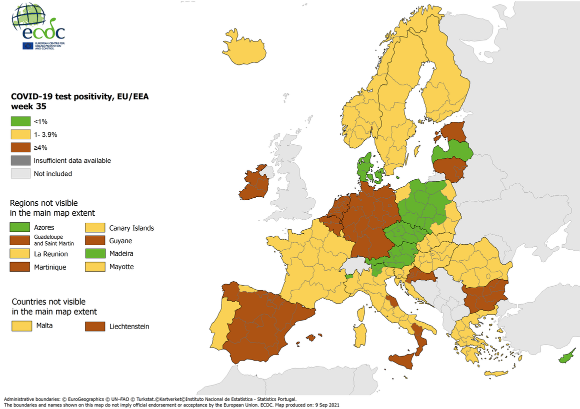 Positivity rates, updated 9 September 2021