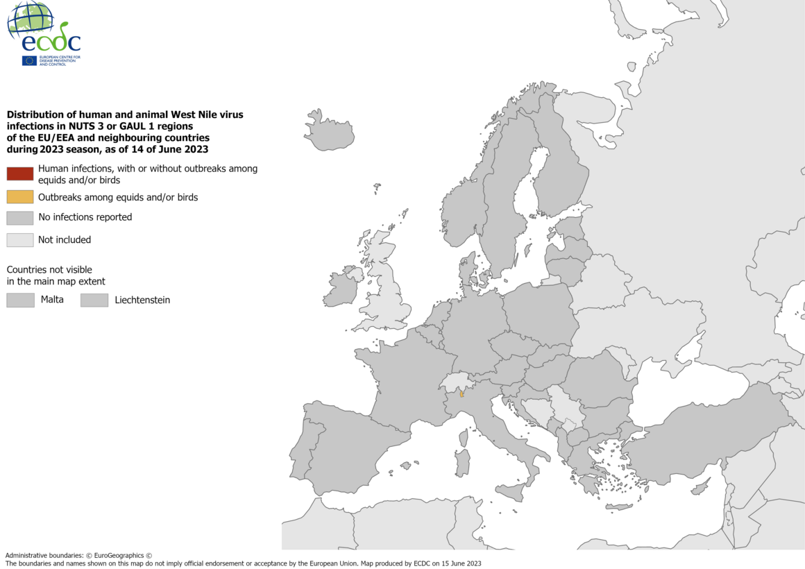 West Nile virus - infections among humans and outbreaks among equids and/or birds, 14 June 2023