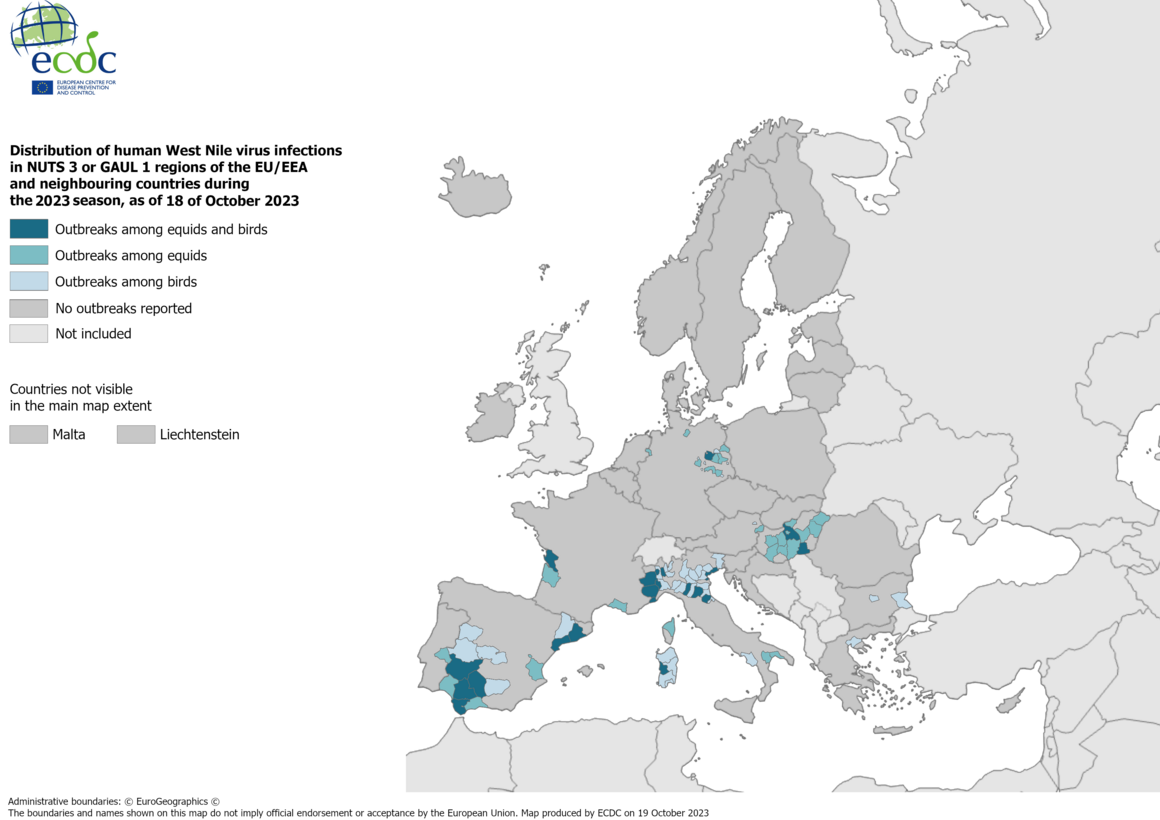 West Nile virus - outbreaks among equids and/or birds, 18 October 2023