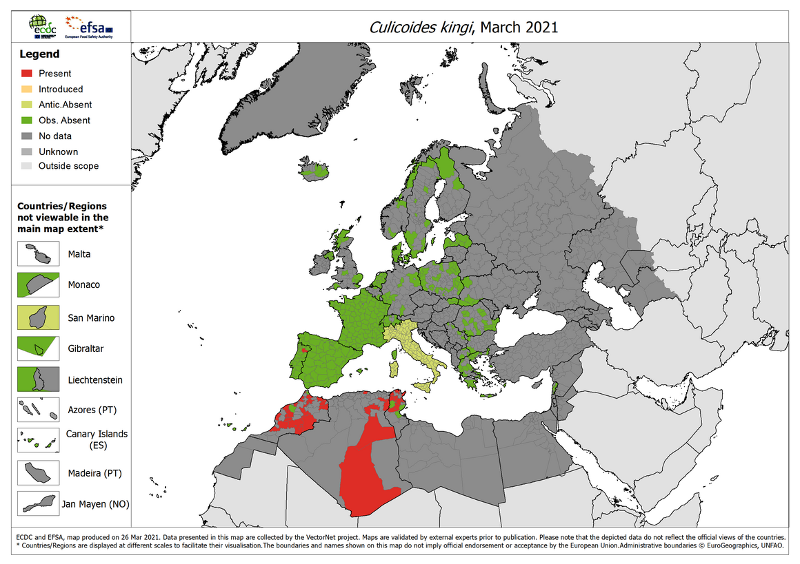 Culicoides kingi - current known distribution: March 2021