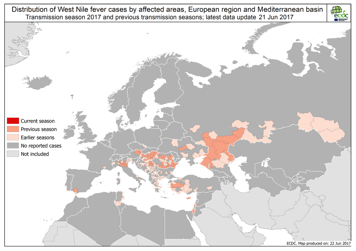 West Nile fever in Europe in 2017 and previous transmission seasons