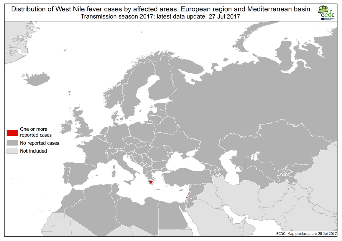 West Nile fever in Europe in 2017; updated 28 July