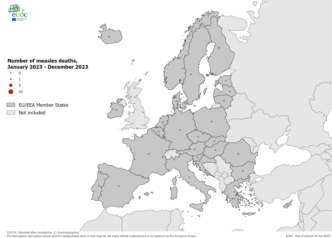 Number of measles deaths 2023