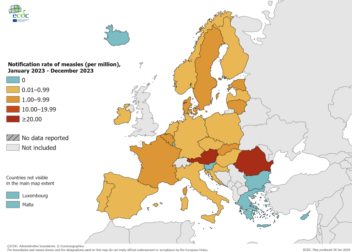 Measles notification rate 2023